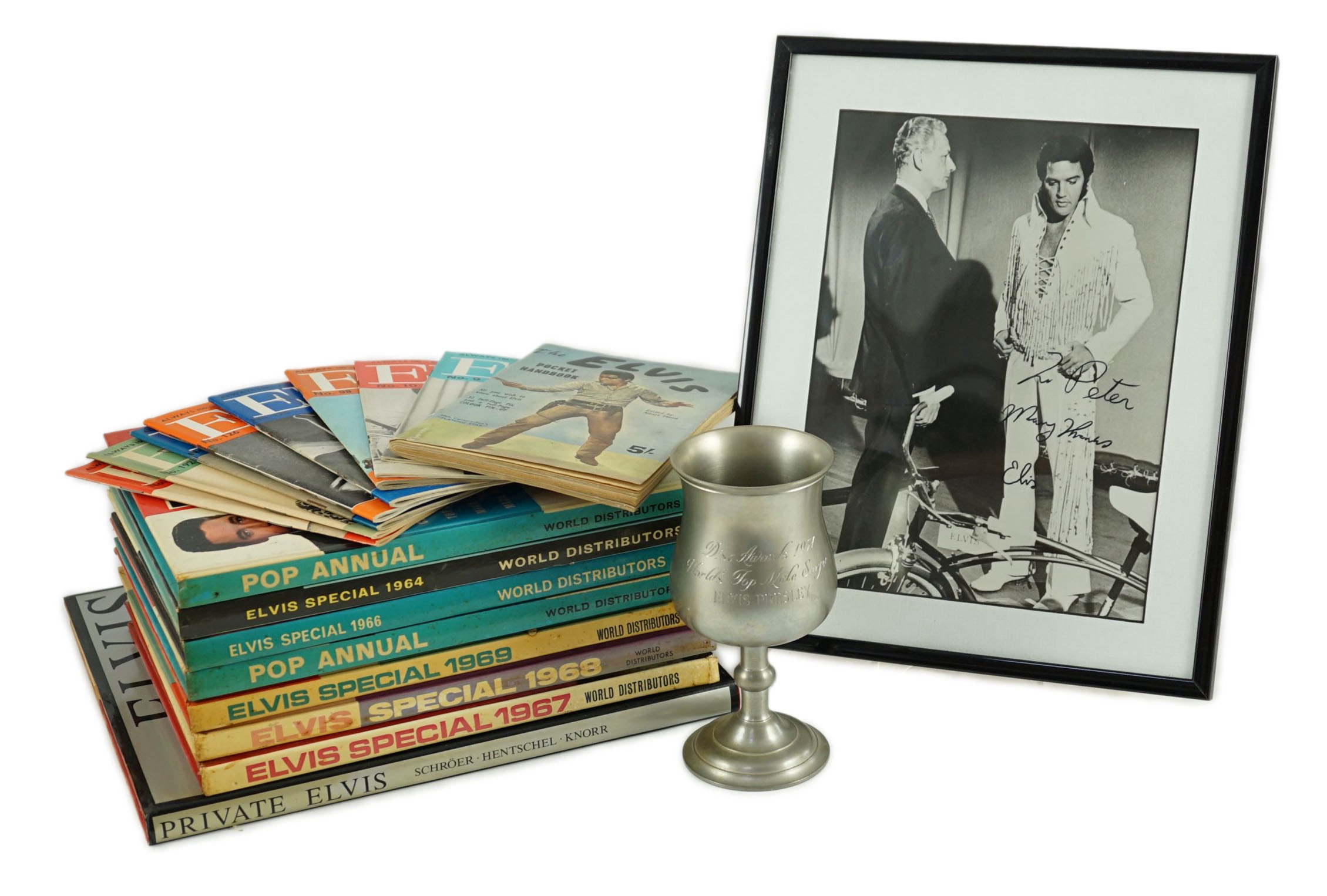 Elvis: a signed photograph and related material formerly belonging to Peter Aldersley, ex Radio Luxembourg DJ and Co-founder and Chairman of The International Elvis Presley Appreciation Society